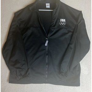 Vintage U.S.A. Olympic Committee Light Fleece Full Zip Jacket Mens XXL Black